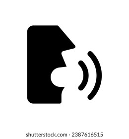 Speech recognition black glyph ui icon. Speech to text. Voice control software. User interface design. Silhouette symbol on white space. Solid pictogram for web, mobile. Isolated vector illustration