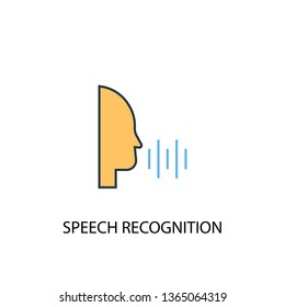 Speech Recognition concept 2 colored line icon. Simple yellow and blue element illustration. Speech Recognition concept outline symbol design