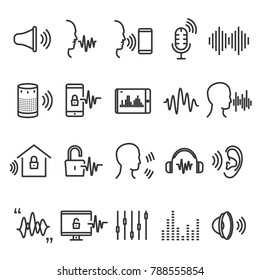 Speech recognition device. Computer technology scheme of voice dialing, call routing and voice search. Vector flat style cartoon illustration isolated on white background