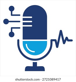Estilo de icono azul plano de reconocimiento de voz