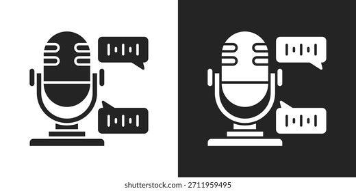 Icono De Reconocimiento De Voz En Estilo Glifo Blanco Y Negro