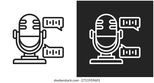 Icono De Reconocimiento De Voz En Estilo De Línea En Blanco Y Negro