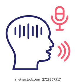 Ilustración vectorial de estilo de color de línea de ícono de reconocimiento de voz