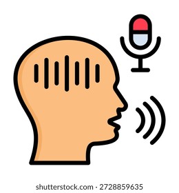 Ícone de reconhecimento de voz Cor linear Estilo Ilustração do vetor
