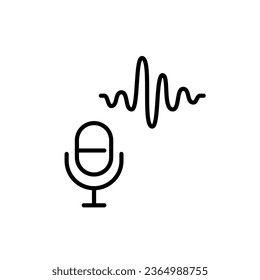 Speech recognition icon. Microphone and sound waves. Modern artificial intelligence technology. Pixel perfect, editable