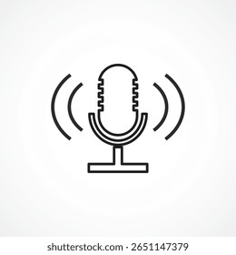 Ícone de Reconhecimento de Fala com fundo branco de contorno - AI Voice Command Technology, O microfone símbolo para o site, Apresentações, aplicativos móveis. Ilustração abstrata
