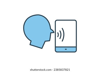 speech recognition icon. icon related to device, artificial intelligence. flat line icon style. simple vector design editable