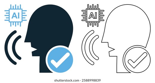 Speech recognition icon vector, symbolizing voice processing, artificial intelligence, and smart communication technology.