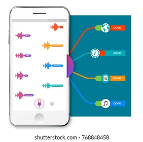 Speech recognition infographics, smart home and voice assistance system concept diagram. Vector