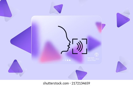 Sprechen Sie das Symbol der Erkennungslinie. Voice, Intercom, Soundüberprüfung, Identifikation, Authentifizierung. Biometrie-Konzept. Brillmorphismus-Stil. Vektorsymbol für Unternehmen und Werbung
