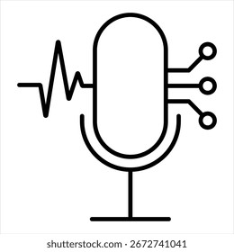 Ilustración vectorial de iconos de contorno de reconocimiento de voz