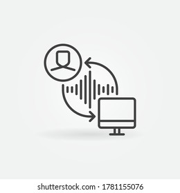 Icono de esquema de reconocimiento de voz. Símbolo lineal del vector de control de comandos de voz