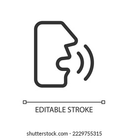 Speech recognition pixel perfect linear ui icon. Speech to text. Voice control software. GUI, UX design. Outline isolated user interface element for app and web. Editable stroke. Arial font used