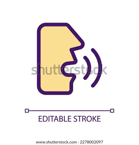 Speech recognition pixel perfect RGB color ui icon. Voice control software. Simple filled line element. GUI, UX design for mobile app. Vector isolated pictogram. Editable stroke. Arial font used