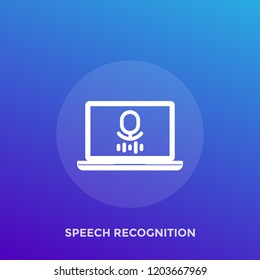 speech recognition vector icon with computer