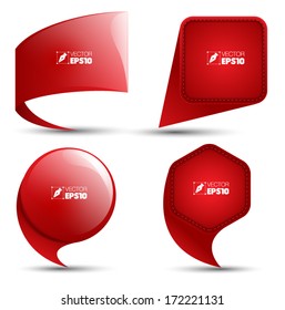 Speech red bubble set, stickers, labels, tags, Vector template design