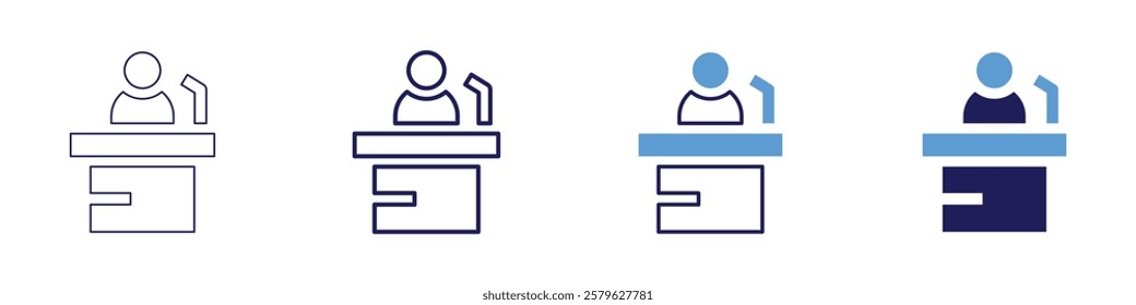 Speech refinement icon in 4 different styles. Thin Line, Line, Bold Line, Duotone. Duotone style. Editable stroke.