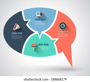 Speech relationship with flat icons. Can use for business concept, promotion, planning, education diagram, printing object, web design, brochure element.