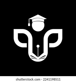 speech scholar person logo vector design in black and white colors