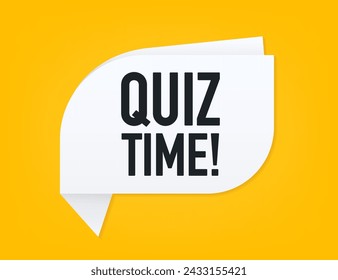 Texto de signo de voz Concepto de icono de tiempo de prueba. Etiqueta de tiempo del quiz con signo de interrogación. Emblema de Quiz para negocios, marketing y publicidad. Ilustración de vector