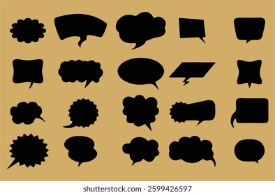  Speech or Speak bubble for text, cartoon chatting box, message box. Blank empty speech bubbles. Cartoon balloon word design for android apps or web services. Easy to change color, EPS 10.