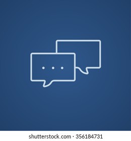 Speech squares with dots inside line icon for web, mobile and infographics. Vector light blue icon isolated on blue background.