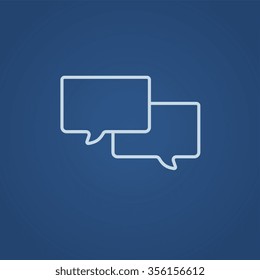 Speech Quadrate Zeilensymbol für Web-, Mobil- und Infografiken. Vektorhellblaue Symbol einzeln auf blauem Hintergrund.