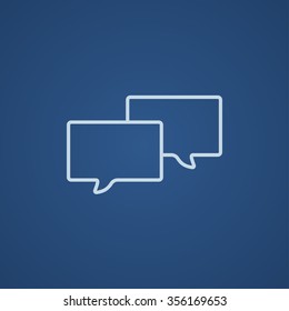 Icono de línea de cuadrados de voz para web, móvil e infografía. Icono azul claro del vector aislado en fondo azul.