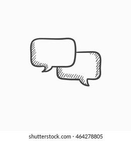 Icono de esbozo vectorial de cuadrados de voz aislado en el fondo. Icono de cuadrados de voz dibujado a mano. Los cuadrados de voz dibujan un icono para infografía, sitio web o aplicación.