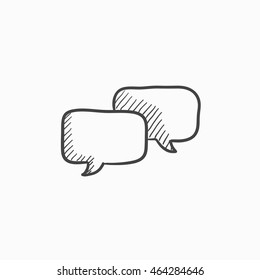 Icono de esbozo vectorial de cuadrados de voz aislado en el fondo. Icono de cuadrados de voz dibujado a mano. Los cuadrados de voz dibujan un icono para infografía, sitio web o aplicación.