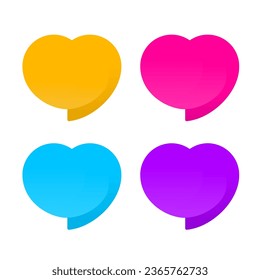 Speech stickers in the shape of a heart, promotional price tag, bullet. Bubbles speech vector set