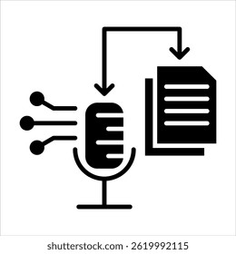 Icono de glifo de síntesis de voz. Ilustración vectorial simple sobre fondo blanco
