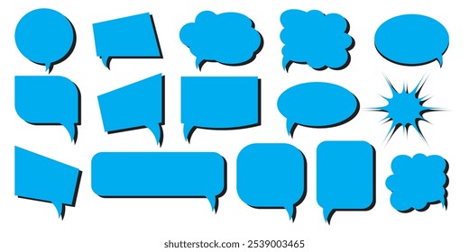 Speech talk bubbles for comics text. Blank speech bubbles, chatting box, message box for poster, t shirt, comics, banner. Vector illustration, vintage design, pop art style