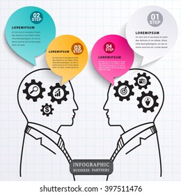 Speech talk business partners. infographic element design and business concept.can used for banner,infographic,data,presentation business,chart,sign,brochure,leaflet ,web,diagram. Vector illustration.