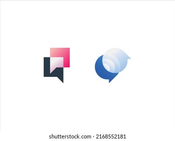 Speech talk chatting bubble message communication gradient modern logo template design