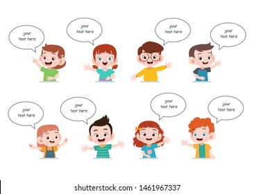 speech talk children faces set