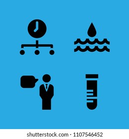 speech, test tube, time and water icons vector in sample icon set for web and graphic design