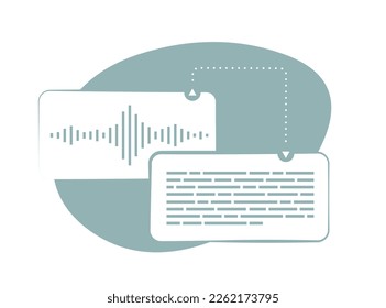 Speech to Text - concepto automático de reconocimiento de voz. Convertir voz a ilustración de texto con el proceso de convertir palabras habladas en texto escrito