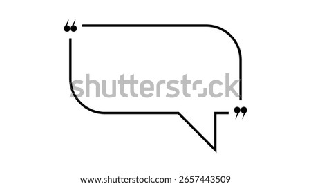 Speech text box with quotes. Message vector design, talk icon, bubble quotation balloon shape, text box minimal template