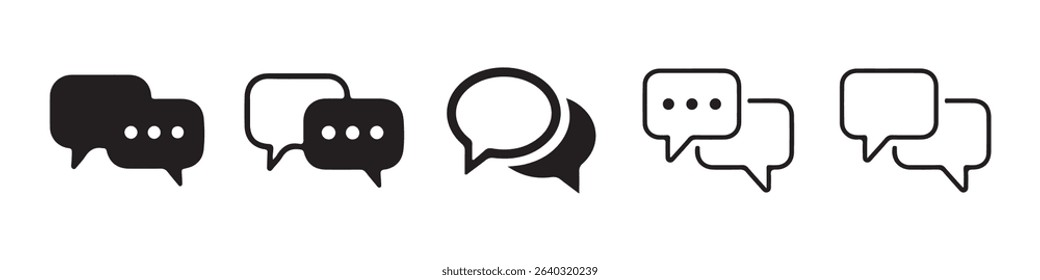Speech and Text Bubble Icons – Communication Symbol Pack. Vector illustration eps 10