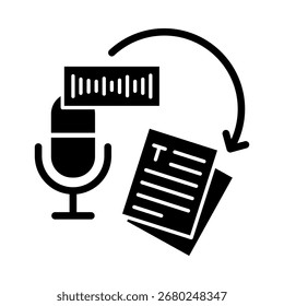 Voz a texto, reconocimiento de voz, transcripción de audio, conversión de voz a texto, transcripción en tiempo real y procesamiento de voz de IA. Ilustración vectorial plana.