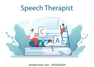 Speech therapist concept. Didactic correction and treatment idea.