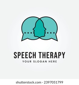 Speech Therapy Logo Design Vector Template Illustration