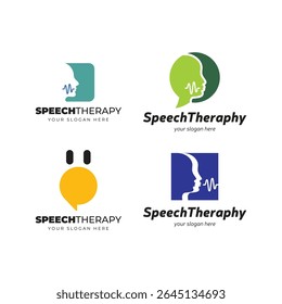 Speech Therapy Logo Set Colorful Icons for Communication and Language Clinic