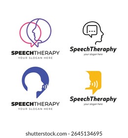 Speech Therapy Logo Set Colorful Icons for Communication and Language Clinic