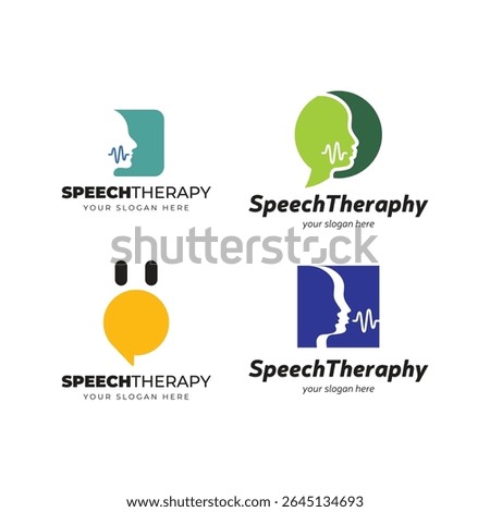 Speech Therapy Logo Set Colorful Icons for Communication and Language Clinic