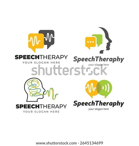 Speech Therapy Logo Set Colorful Icons for Communication and Language Clinic