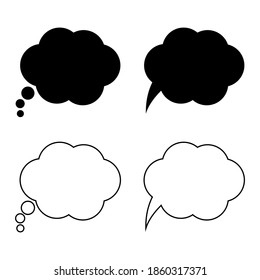 Speech or think bubble, empty communication cloud. Vector design element.