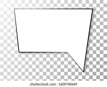 Speech or think bubble isolated on transparent. Trendy think bubble in flat style. Modern template for social network and label. Creative thought balloon. Speech bubble line art vector illustration.