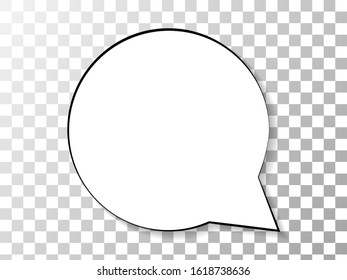 Speech or think bubble isolated on transparent. Trendy think bubble in flat style. Modern template for social network and label. Creative thought balloon. Speech bubble line art vector illustration.